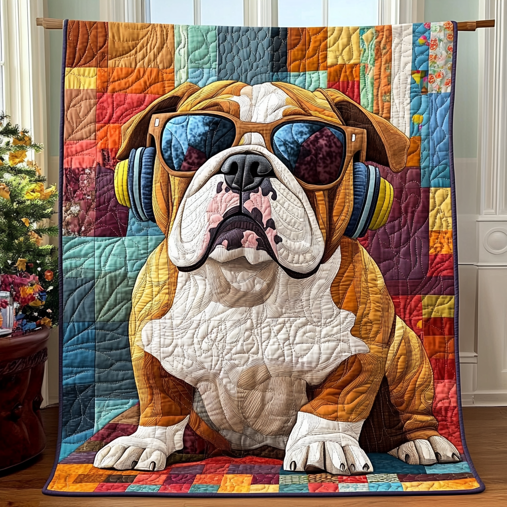 Dapper Bulldog Delight Quilted Blanket NCU0DV1454