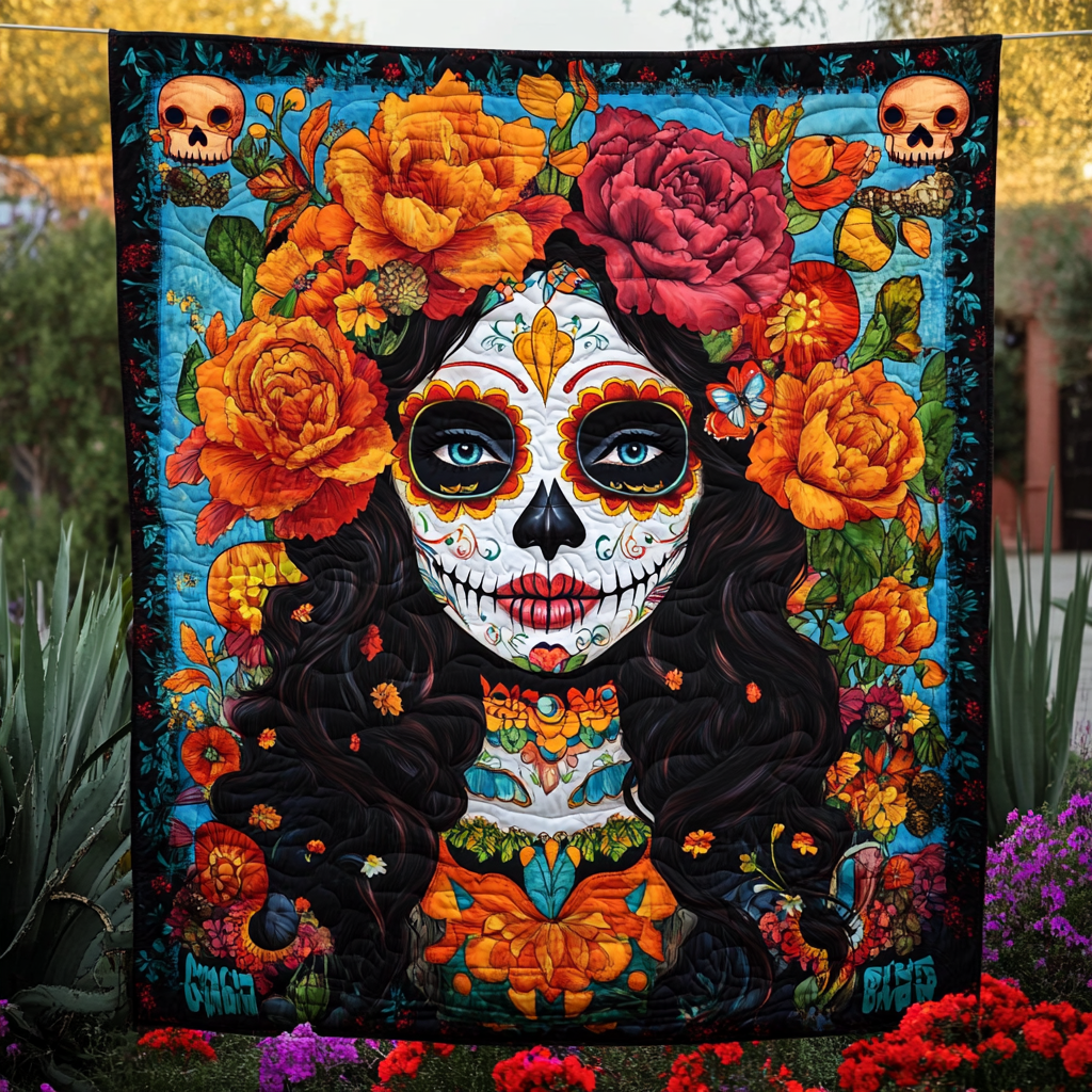 Day Of The Dead Catrina Quilted Blanket NCU0PD560