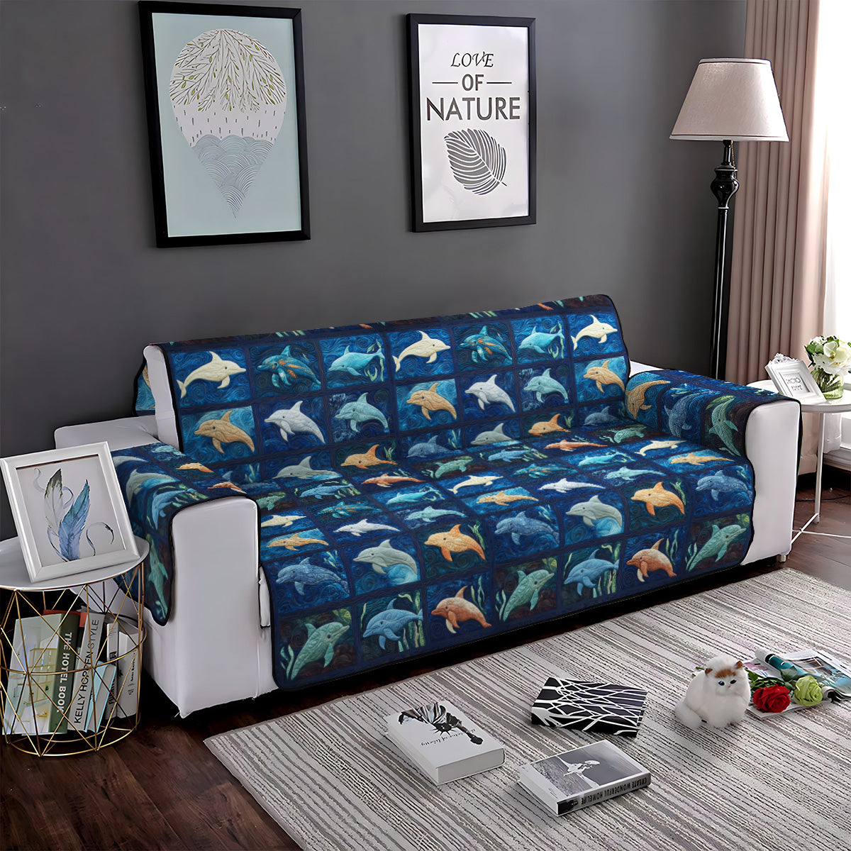 Deep Sea Bliss Quilted Sofa Cover NCU0PT1378