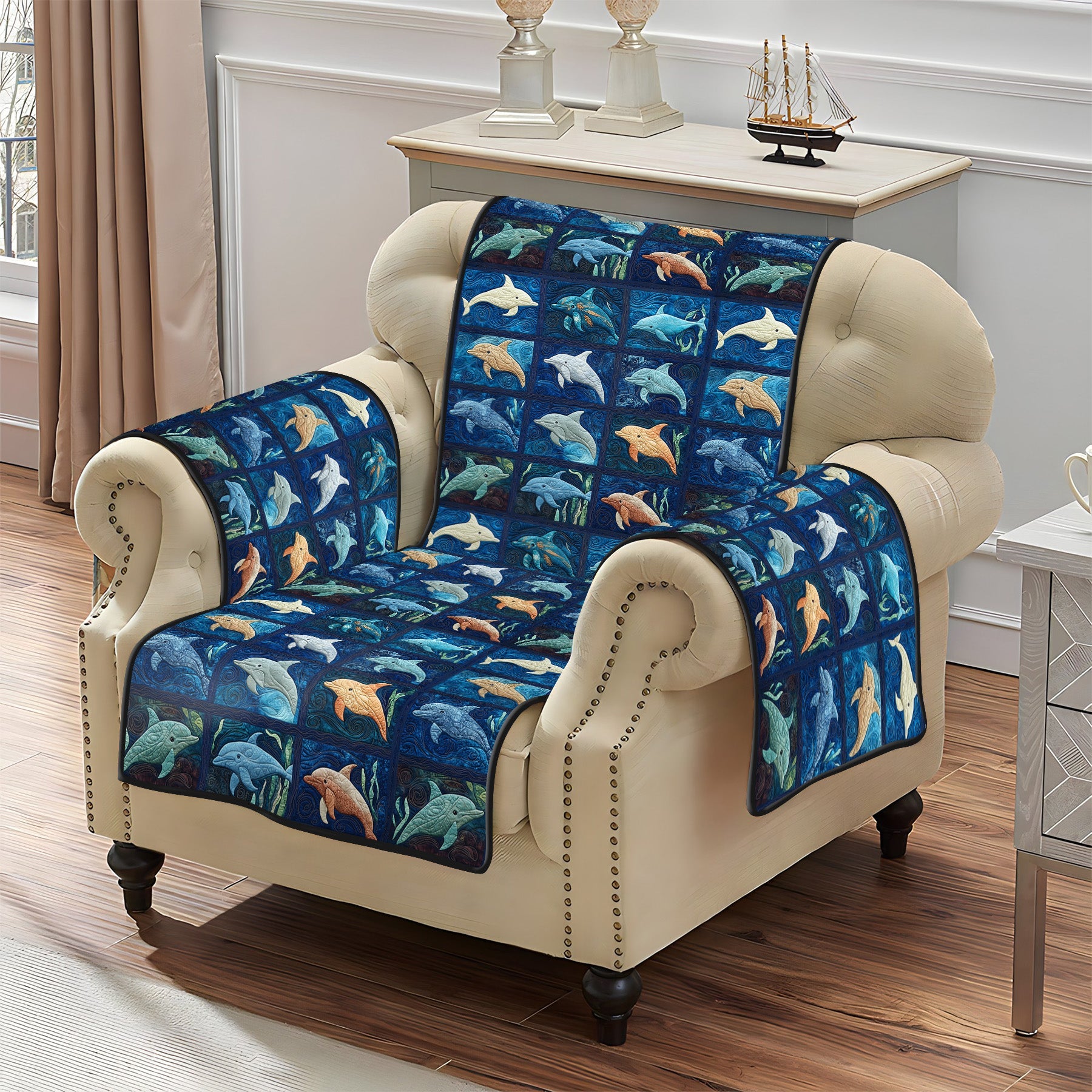 Deep Sea Bliss Quilted Sofa Cover NCU0PT1378