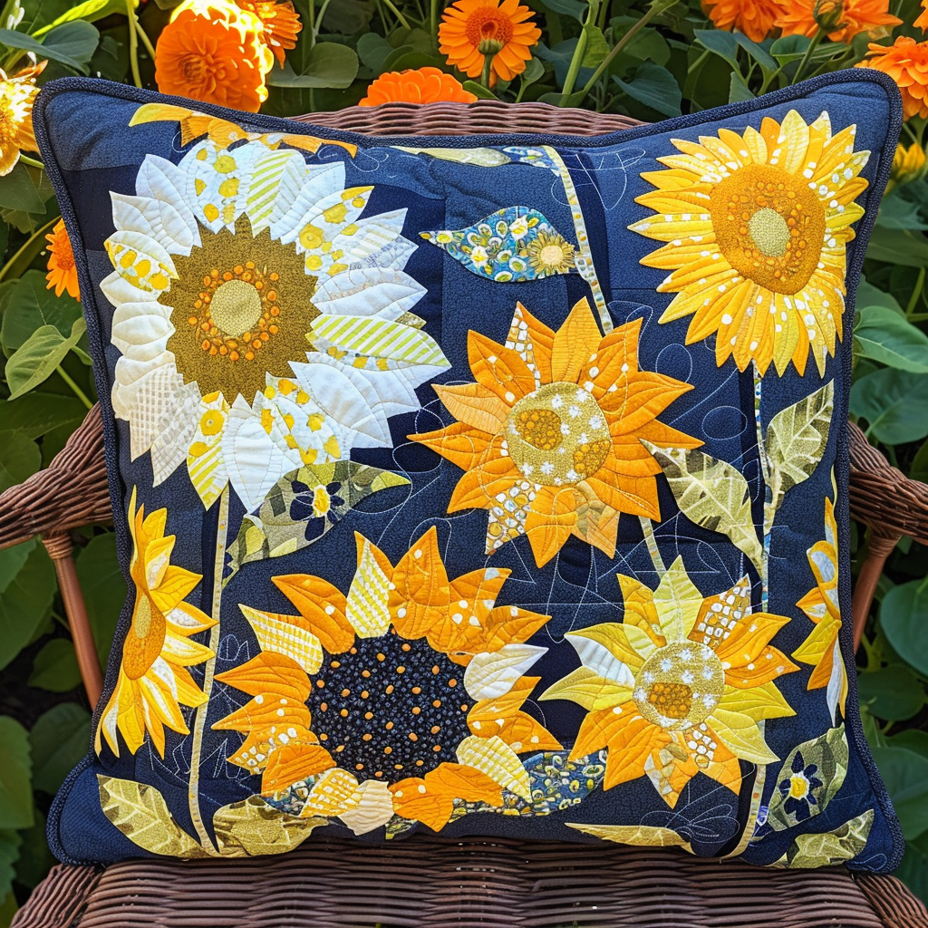 Delightful Sunflowers Quilted Pillow Case NCU0VL251