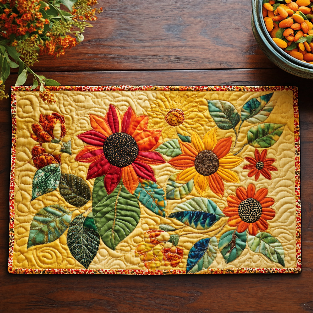 Delightful Sunflowers Quilted Placemat NCU0VL402