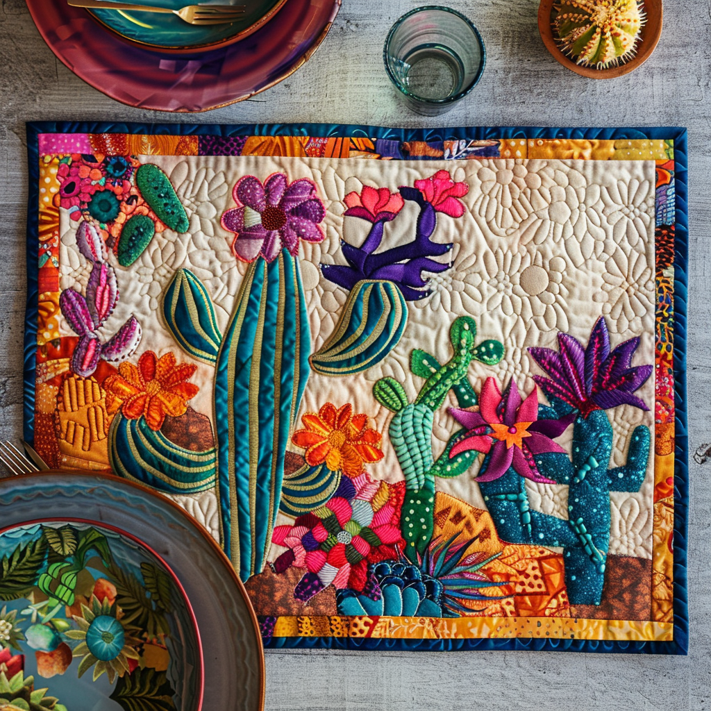 Desert Bloom Cactus Quilted Place Mat NCU0PD126