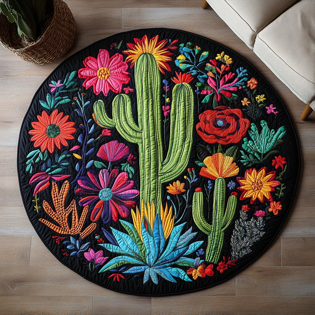 Desert Bloom Serenity Quilted Round Mat NCU0PD881