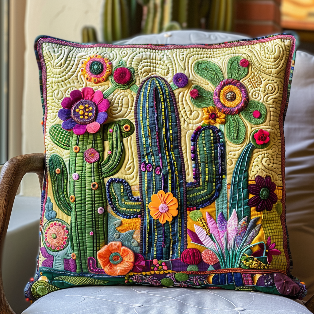 Desert Dreamscape Cactus Quilted Pillow Case NCU0PD198