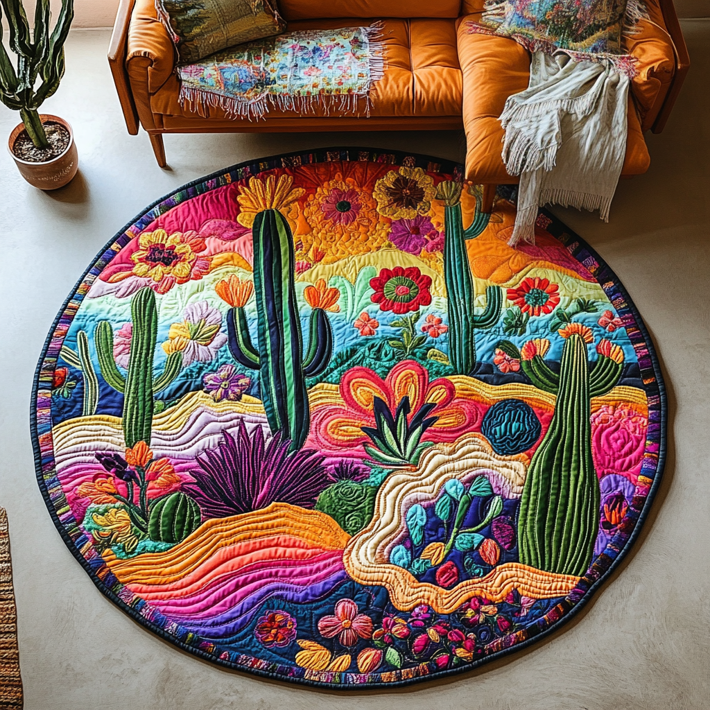 Desert Dreamscape Charm Quilted Round Mat NCU0PD894