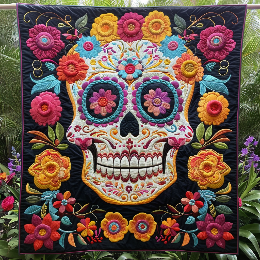 Dia De Los Muertos Quilted Blanket NCU0TH506