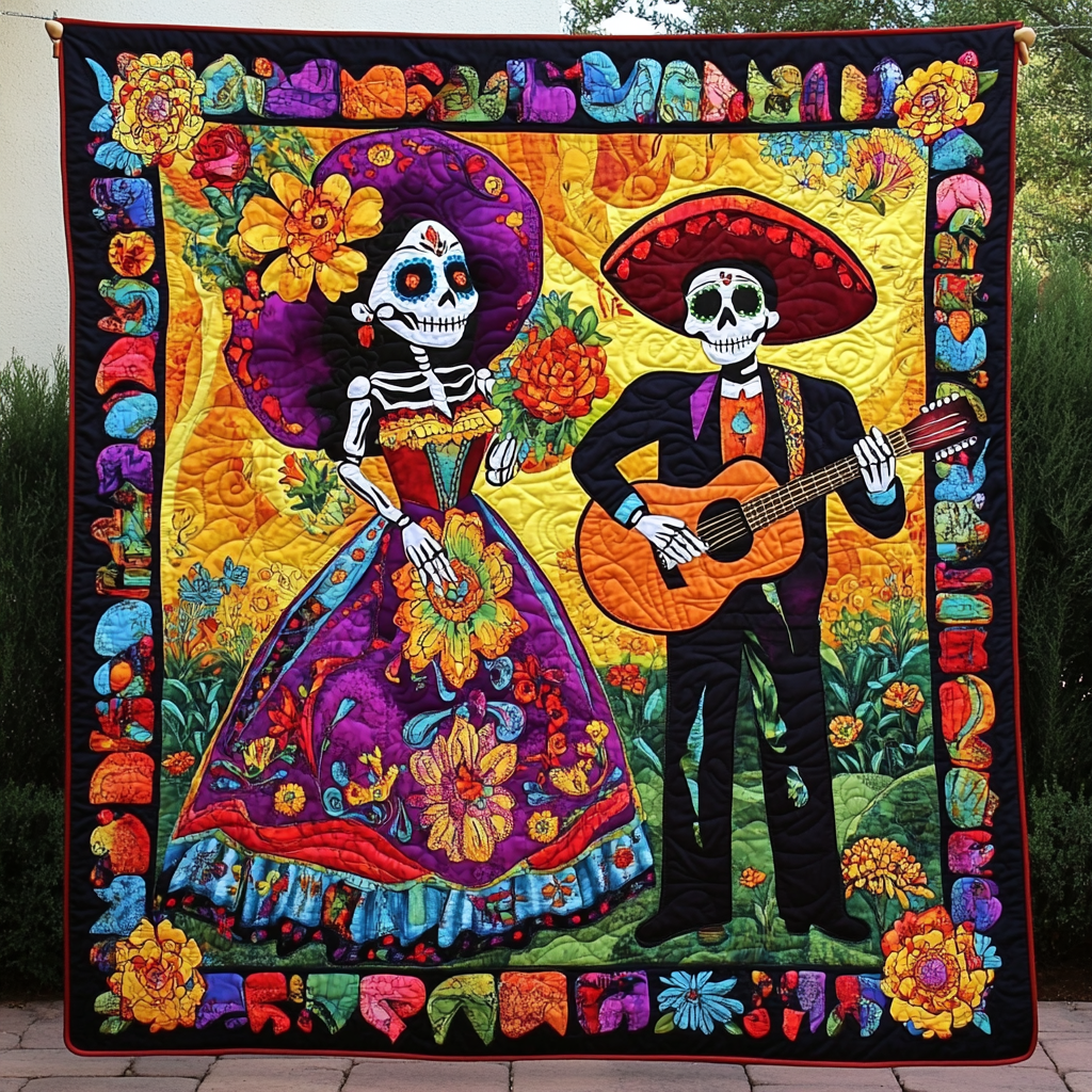 Dia De Los Muertos Quilted Blanket NCU0PD563