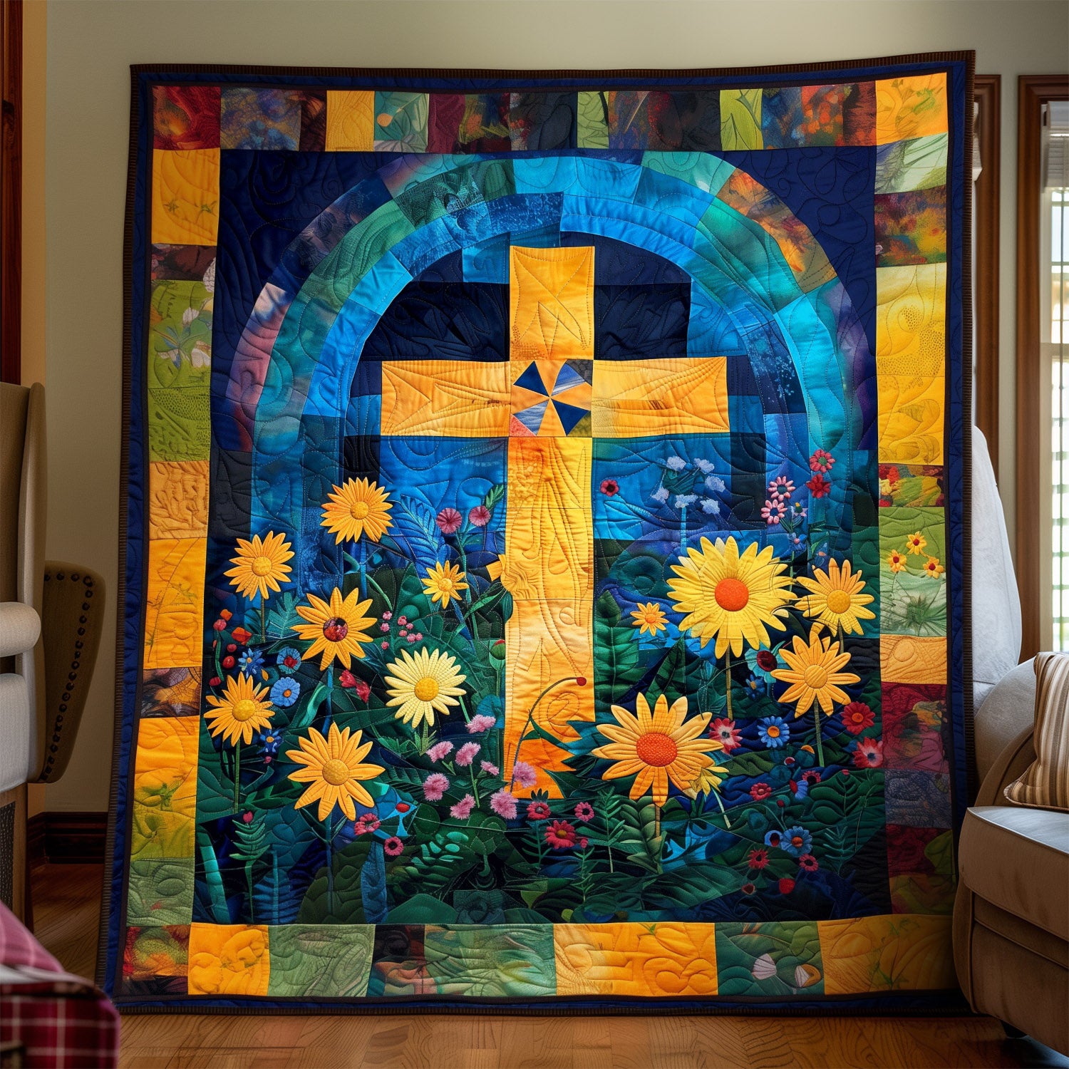 Divine Floral Art Quilt Hanging NCU0TH1554