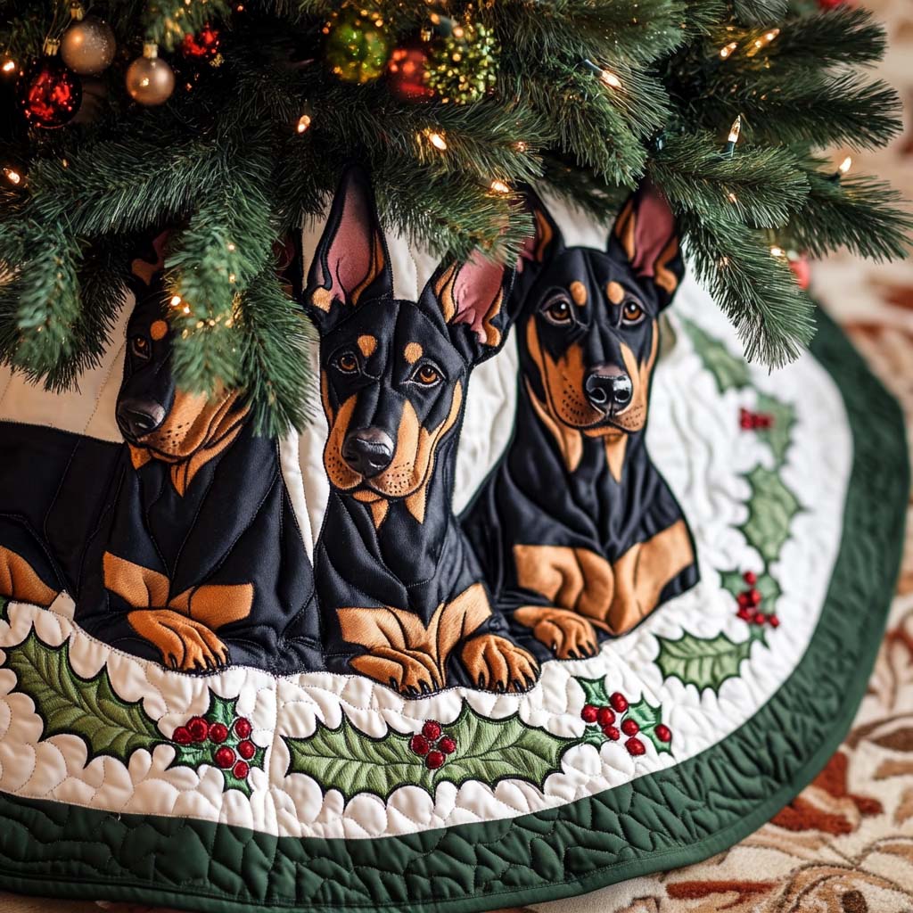 Doberman Christmas Christmas Quilted Tree Skirt NCU0NT1711