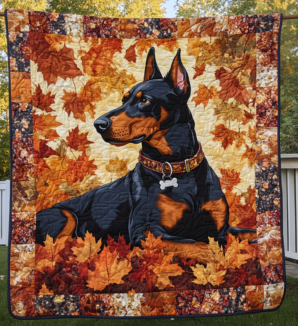 Doberman Watch Quilted Blanket NCU0PT985