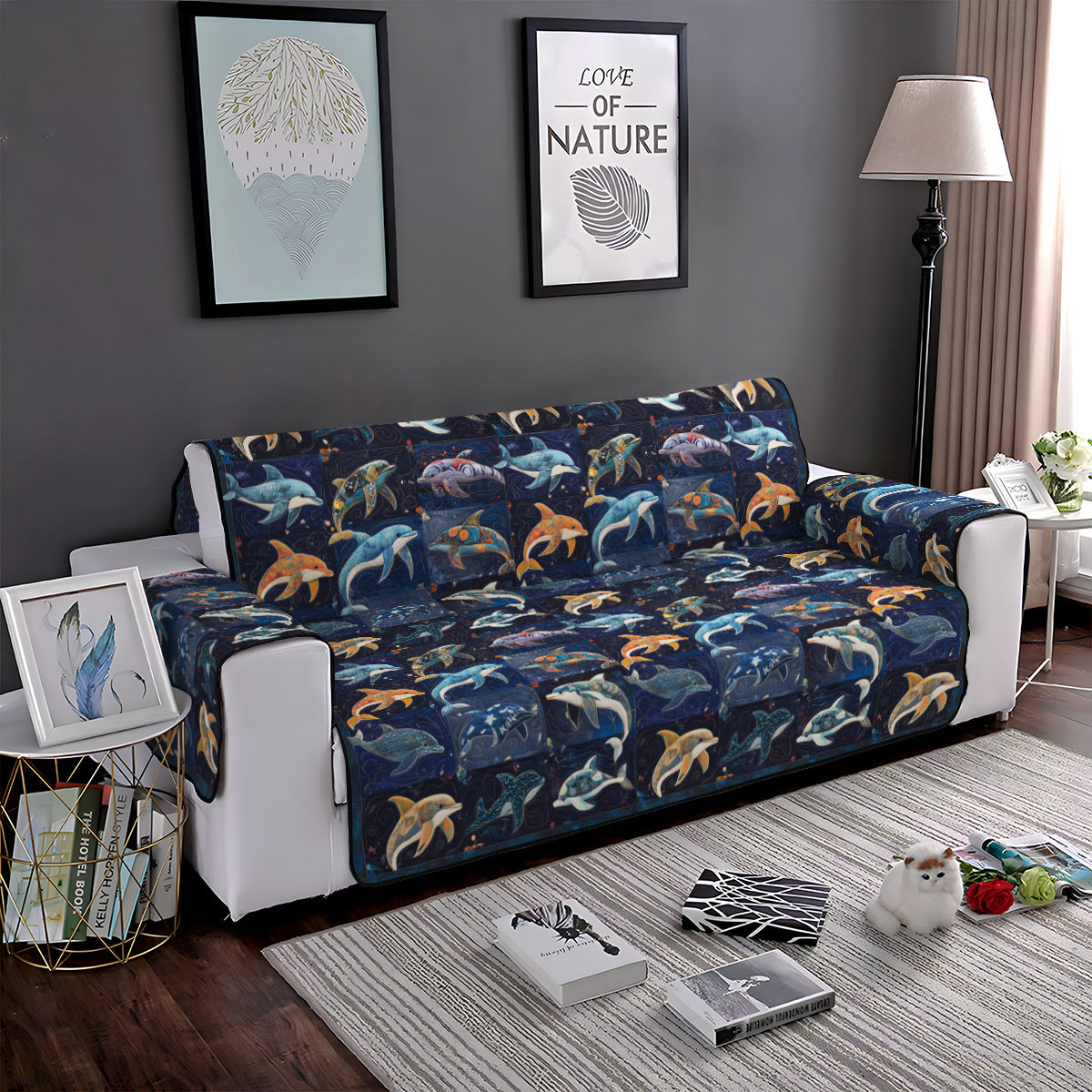 Dolphin Dreams Quilted Sofa Cover NCU0PT1379