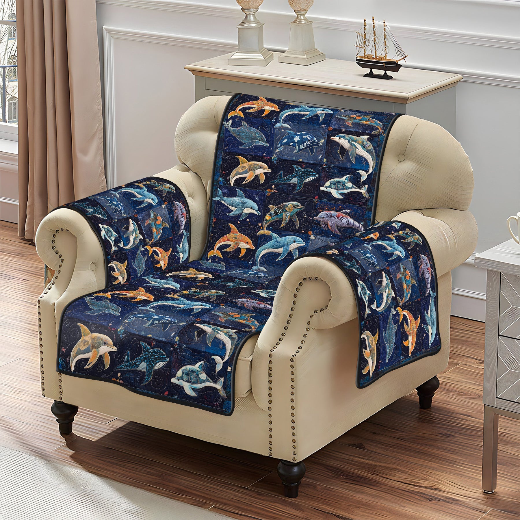 Dolphin Dreams Quilted Sofa Cover NCU0PT1379