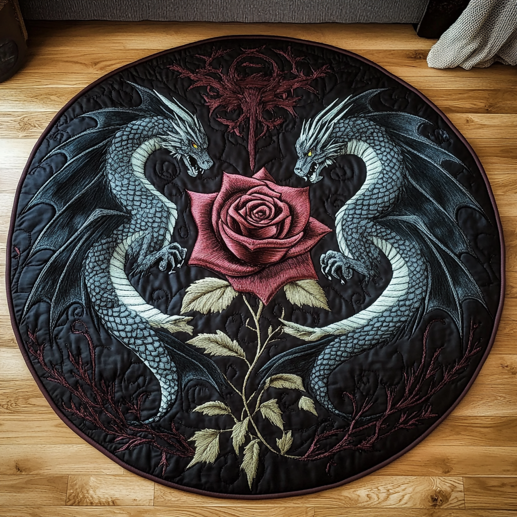 Dragon Whorl Quilted Round Mat NCU0DK1043