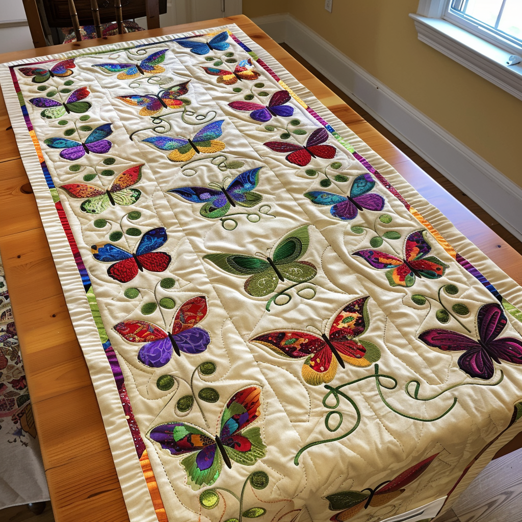 Dreamy Butterfly Quilted Table Runner NCU0VL115