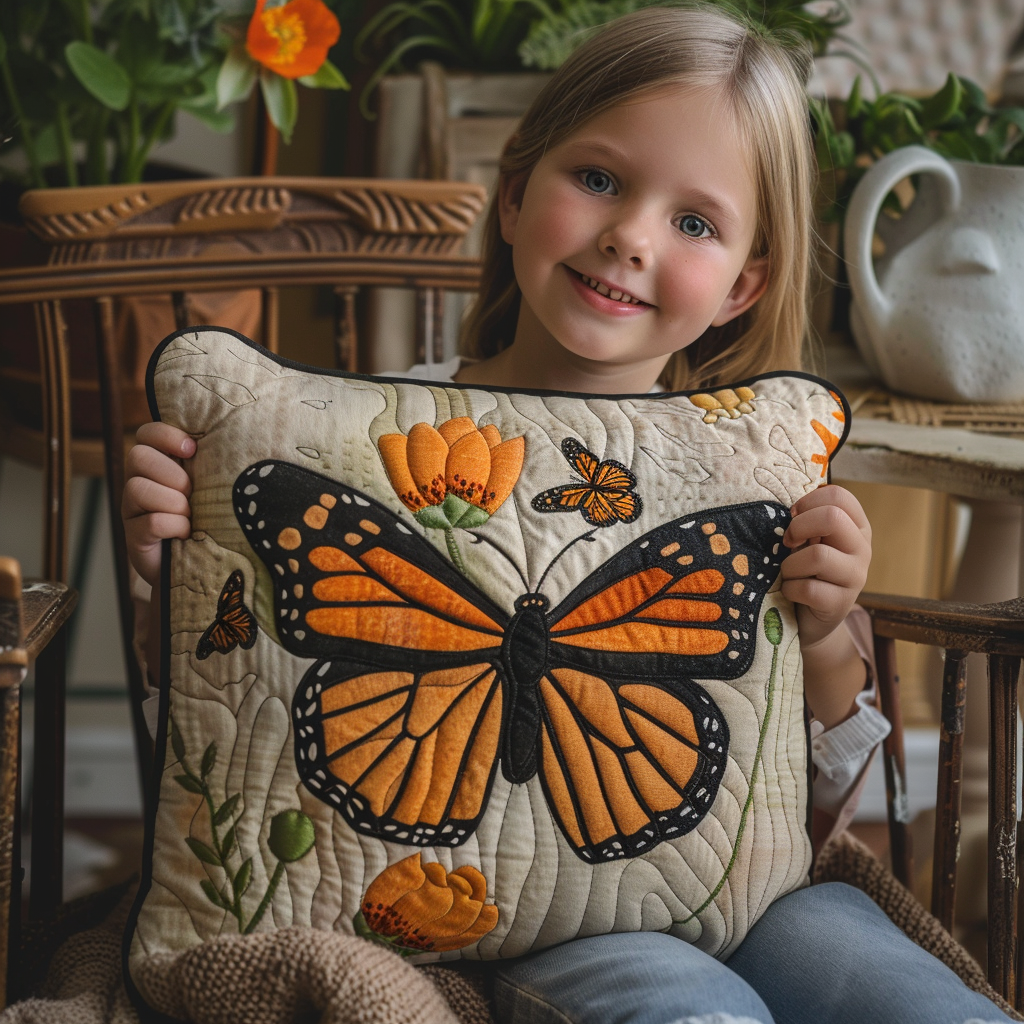 Dreamy Monarch Butterfly Quilted Pillow Case NCU0VL107