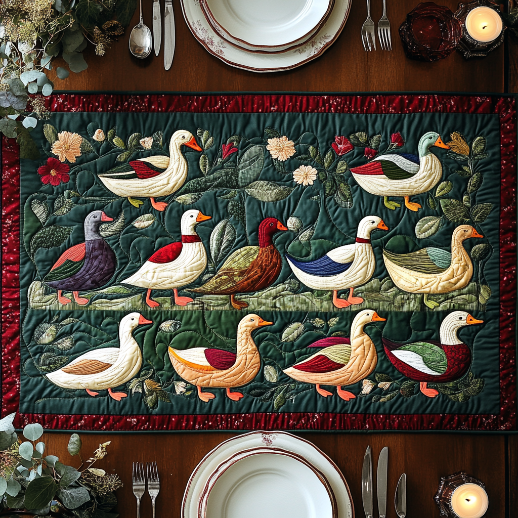 Duck Walk Quilted Table Runner NCU0DV390