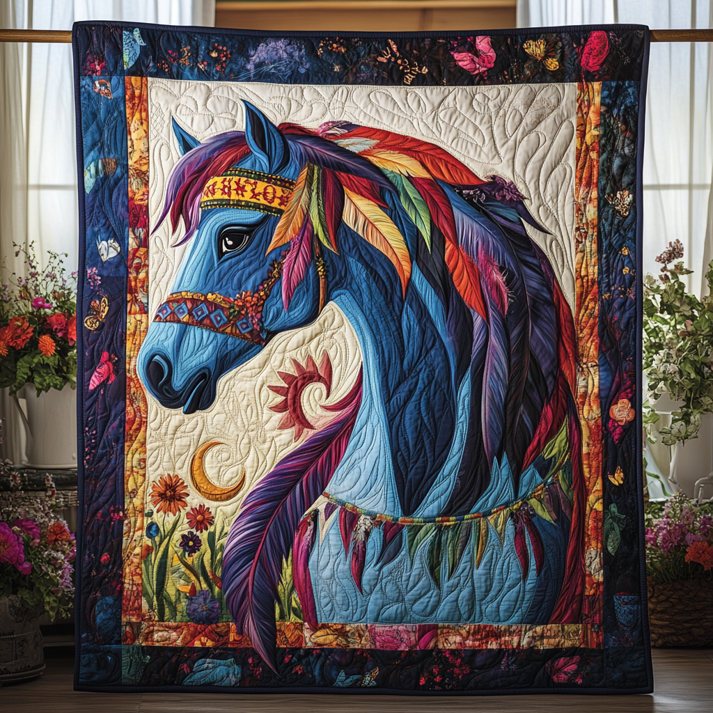 Dynamic Horse Design Quilted Blanket NCU0PD533