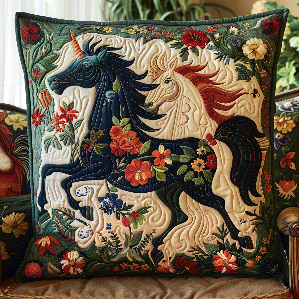 Dynamic Horse Design Quilted Pillow Case NCU0PD228