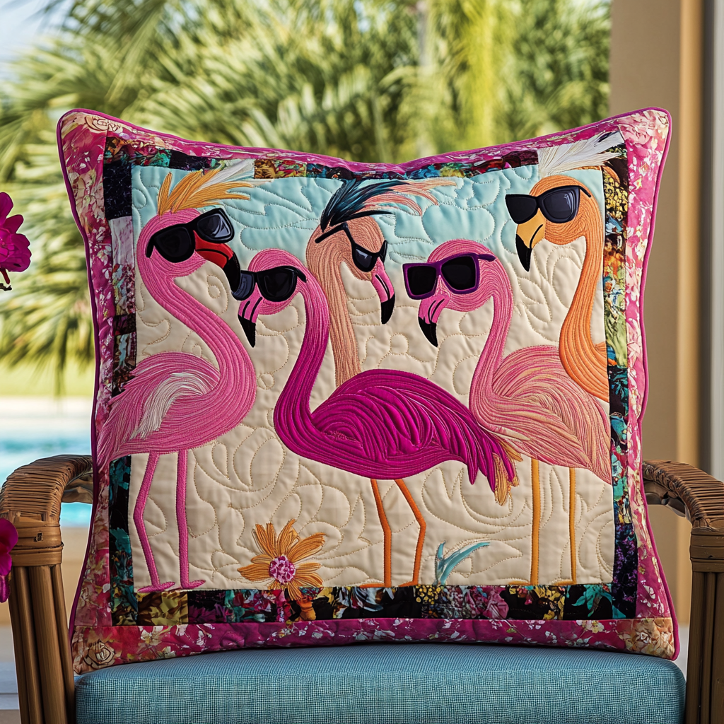 Elegant Flamingo Tropical Quilted Pillow Case NCU0PD512