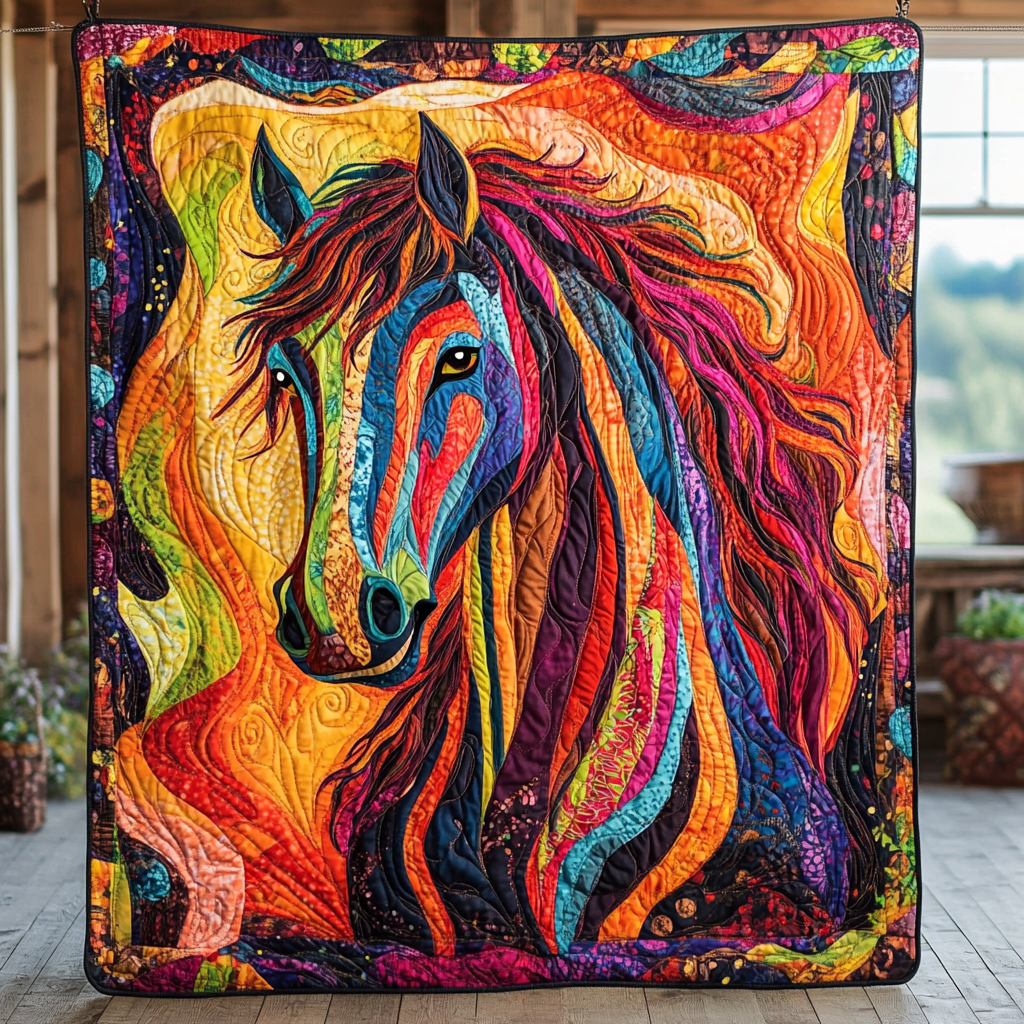 Elegant Horse Running Quilted Blanket NCU0PD524