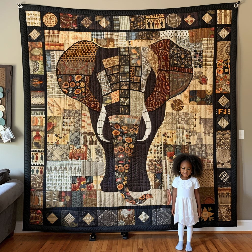 Elephant Forest Quilted Blanket NCU0TH731