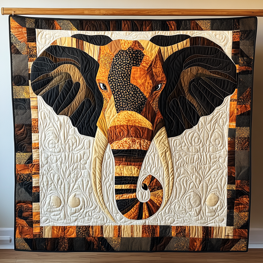 Elephant Harmony Quilted Blanket NCU0NT180