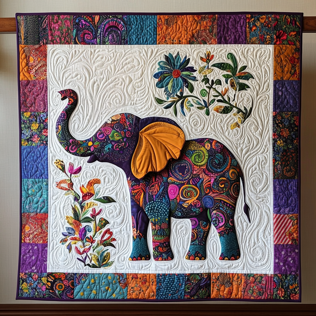 Elephant Jubilee Quilted Blanket NCU0NT192