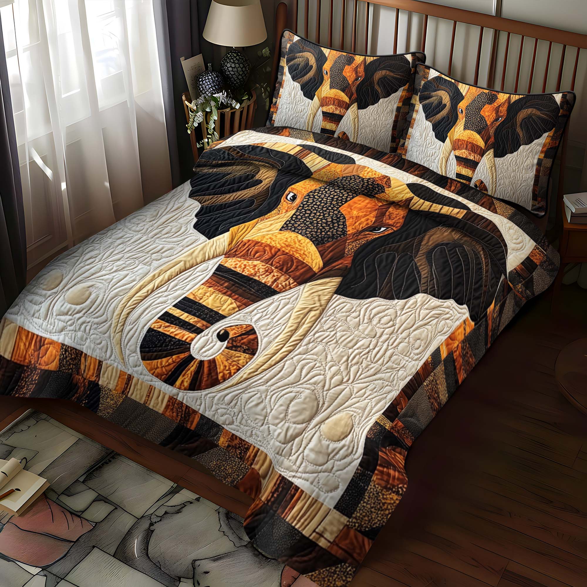 Elephant Harmony 3-Piece Quilted Bedding Set NCU0NT941