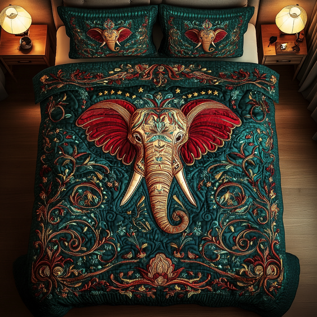 Elephant Majesty 3-Piece Quilted Bedding Set NCU0DK1999