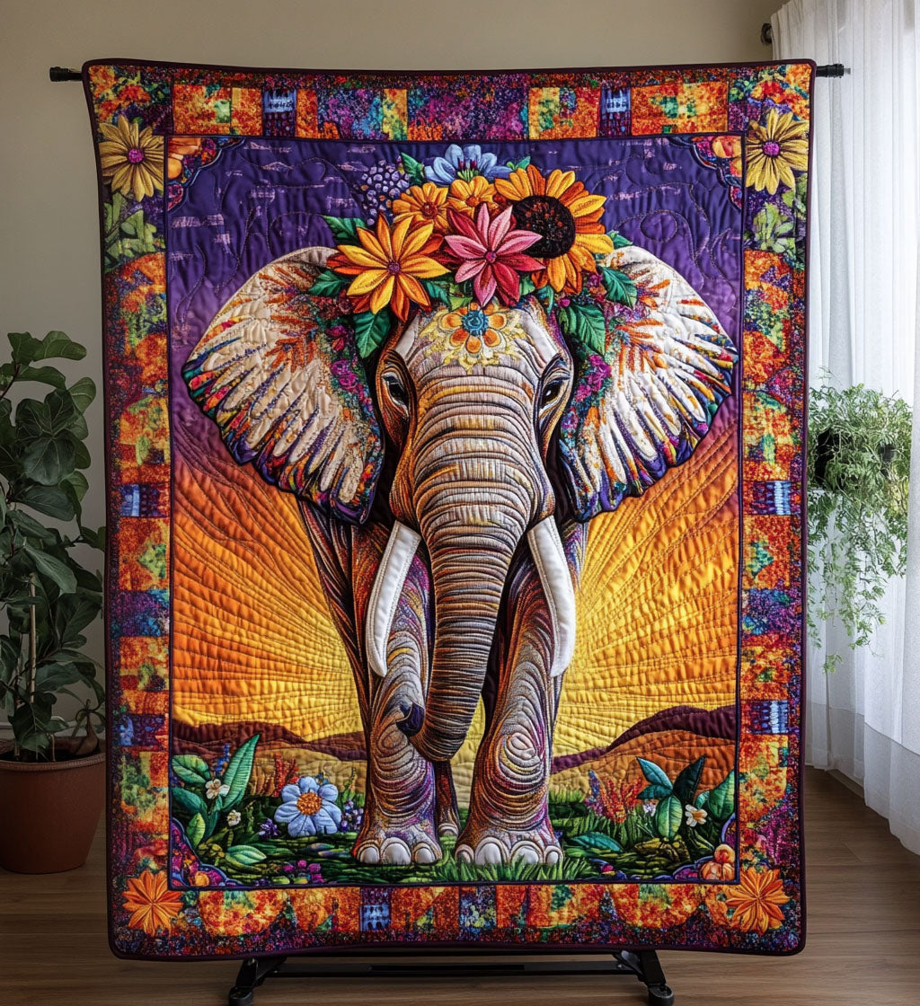 Elephant Stroll Meadows Quilted Blanket NCU0PT868