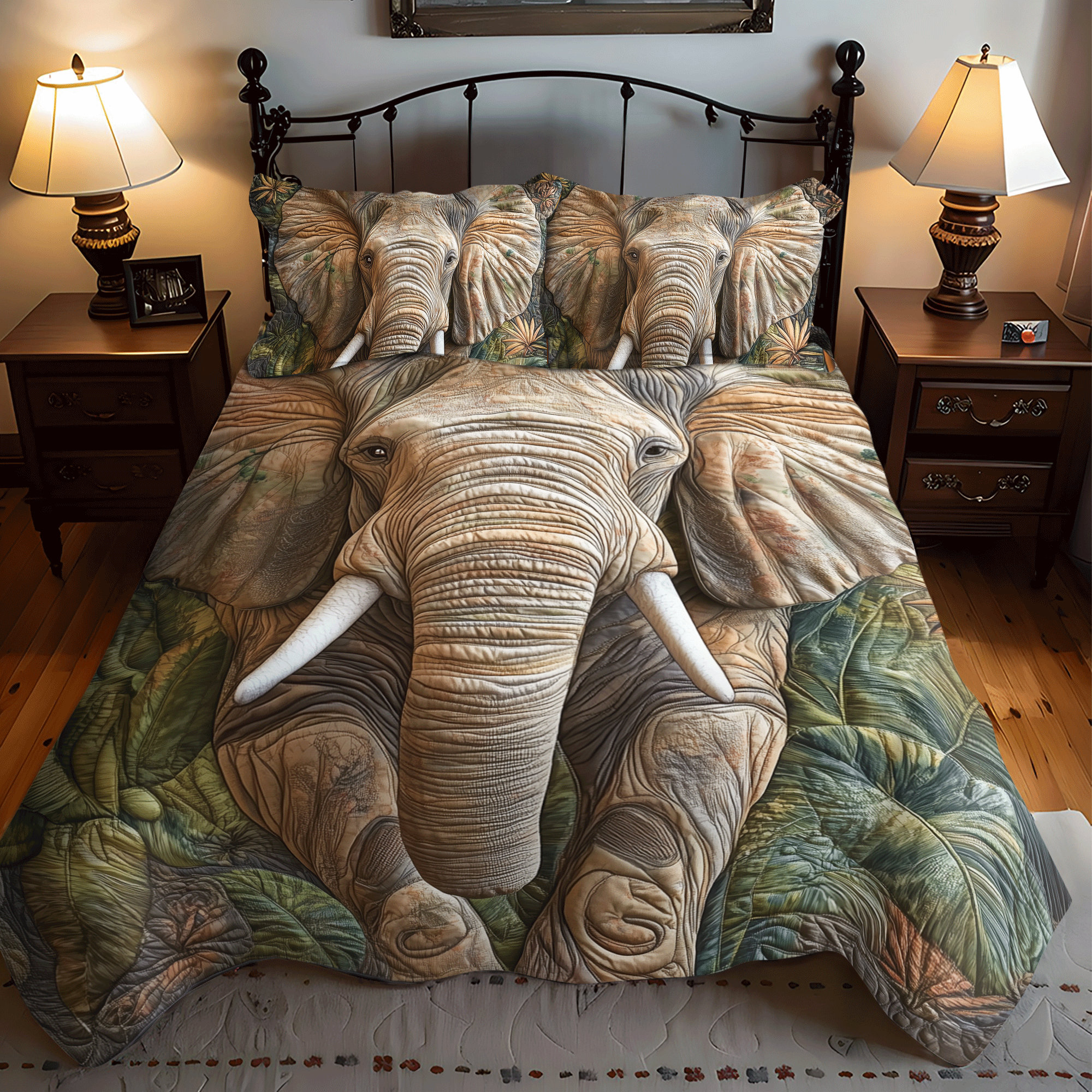 Elephant Wild Whisper Quilted Bedding Set NCU0DV1161