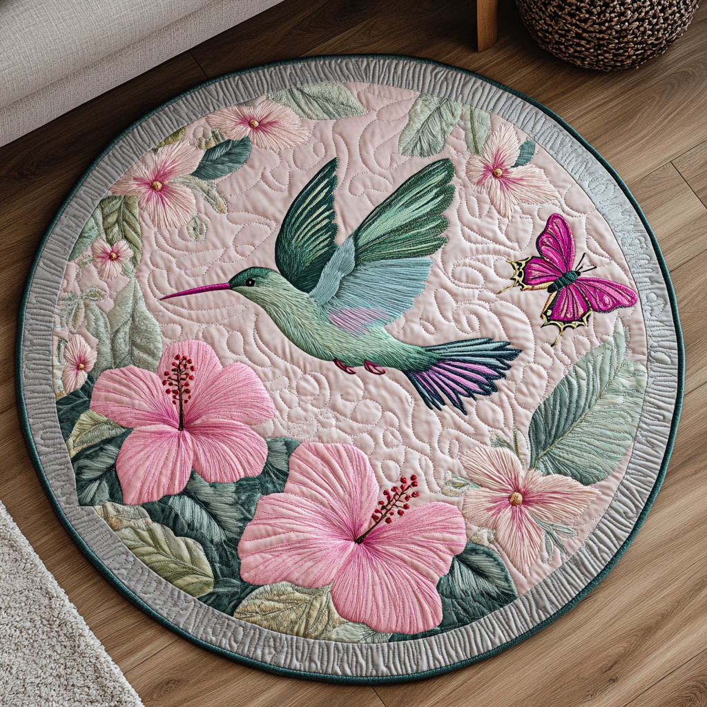 Emerald Flutter Quilted Round Mat NCU0DK1166