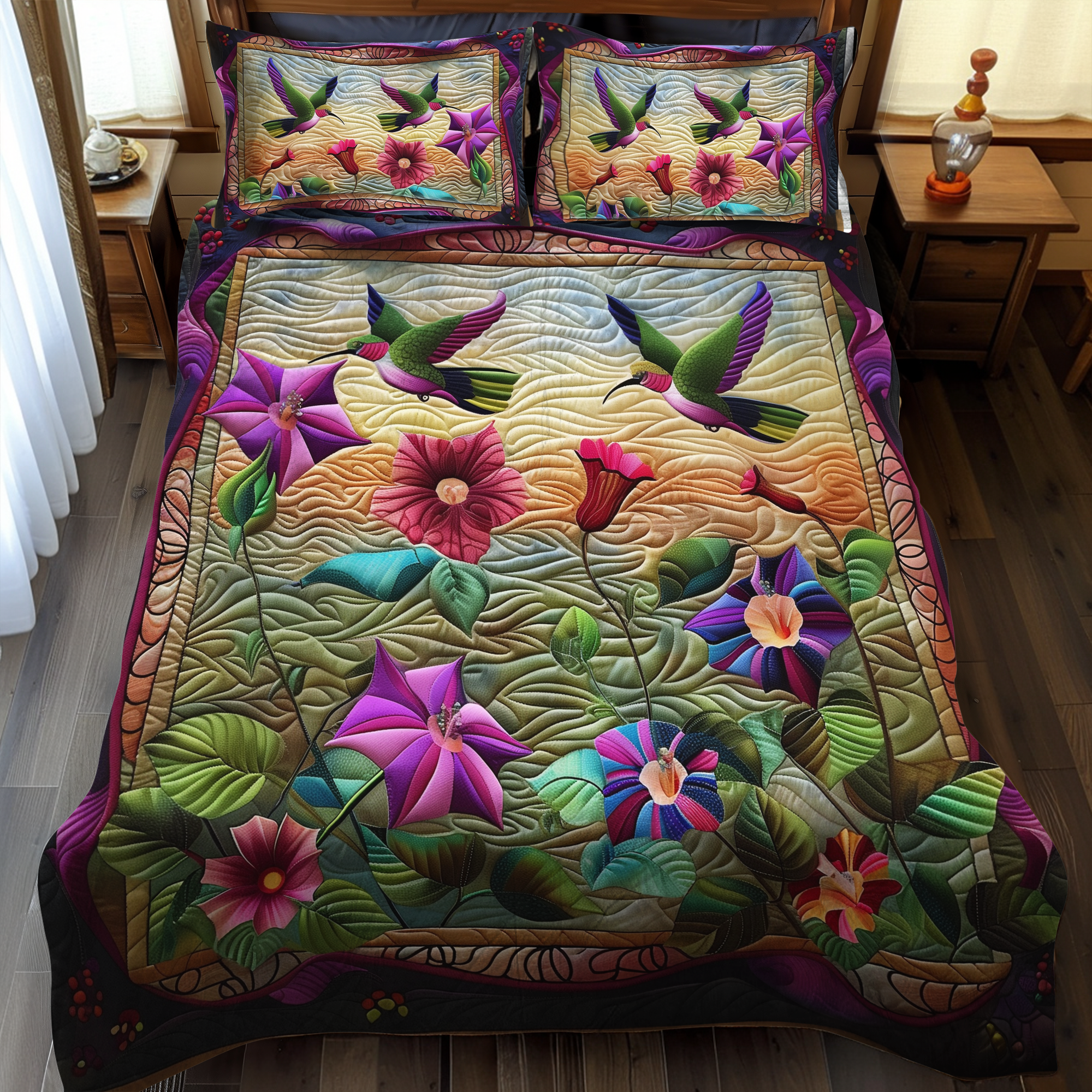 Enchanted Petals 3-Piece Quilted Bedding Set NCU0PT020