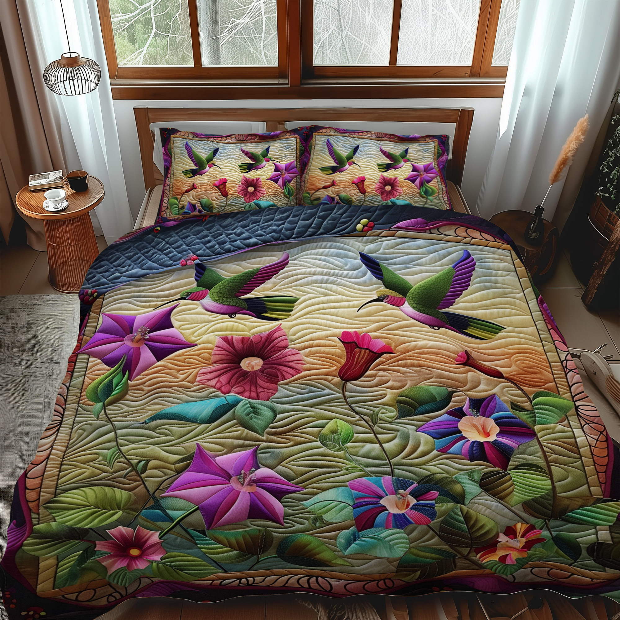 Enchanted Petals 3-Piece Quilted Bedding Set NCU0PT020