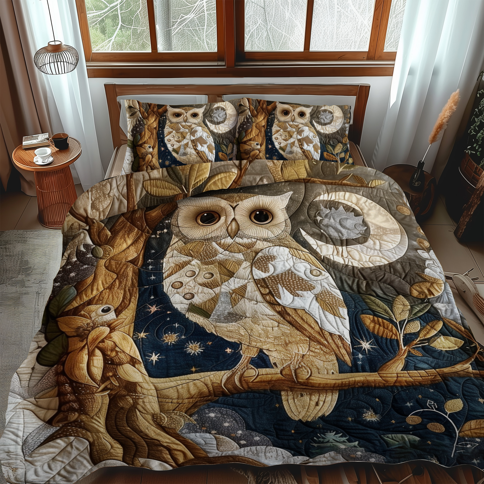 Enchanting Owl 3-Piece Quilted Bedding Set NCU0VL167