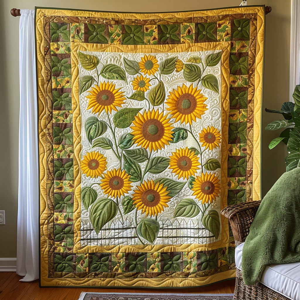 Enchanting Sunflowers Quilted Blanket NCU0VL205