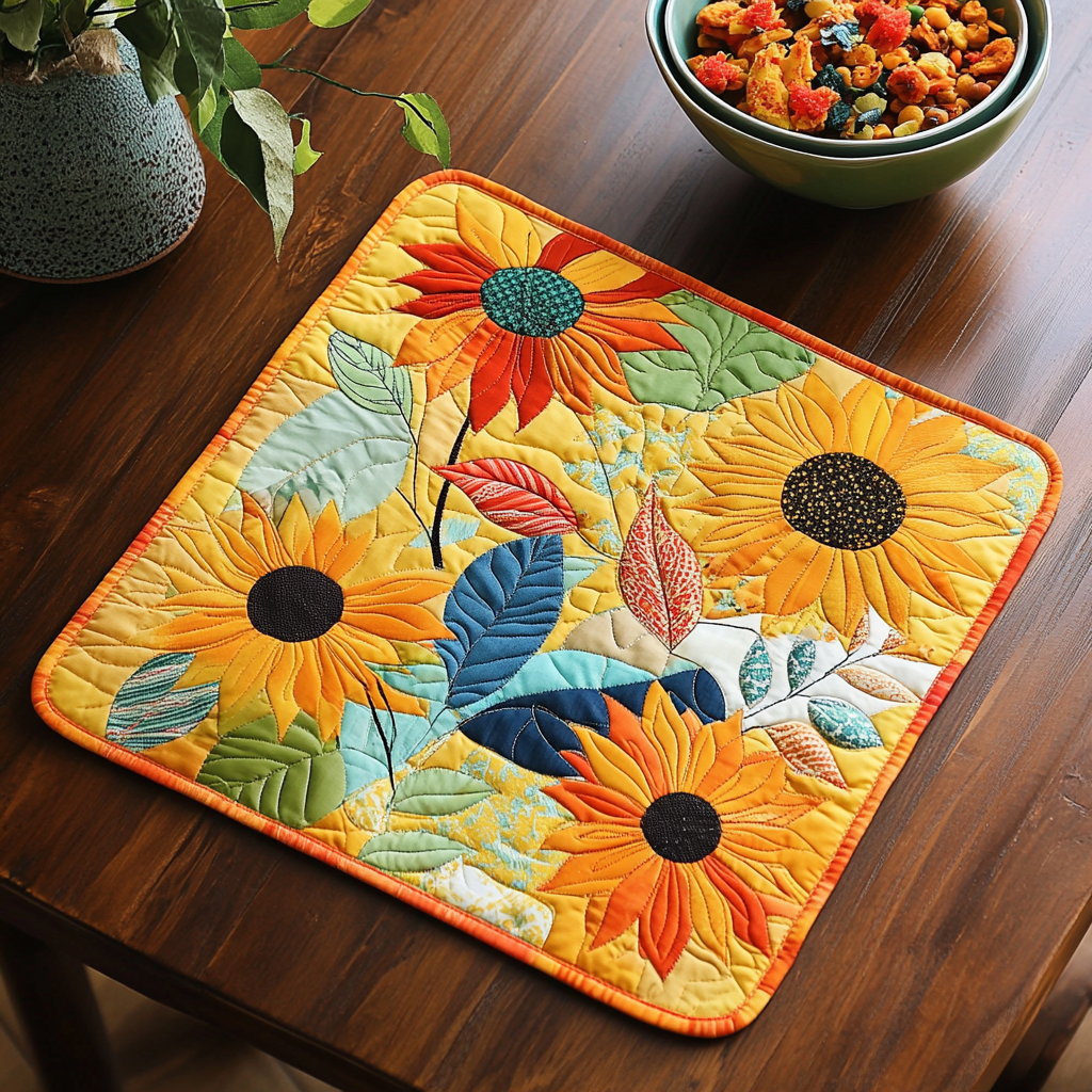 Enchanting Sunflowers Quilted Placemat NCU0VL401