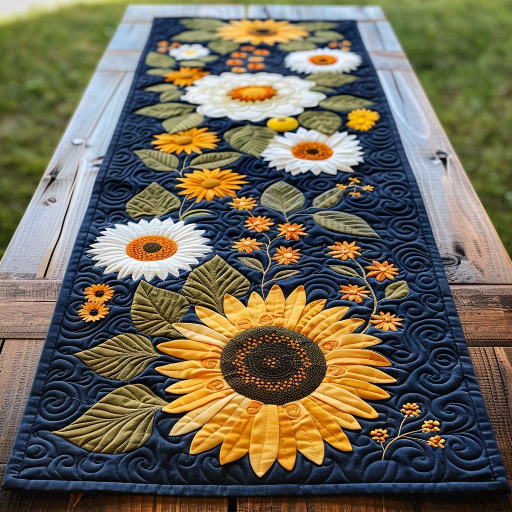 Enchanting Sunflowers Quilted Table Runner NCU0VL240