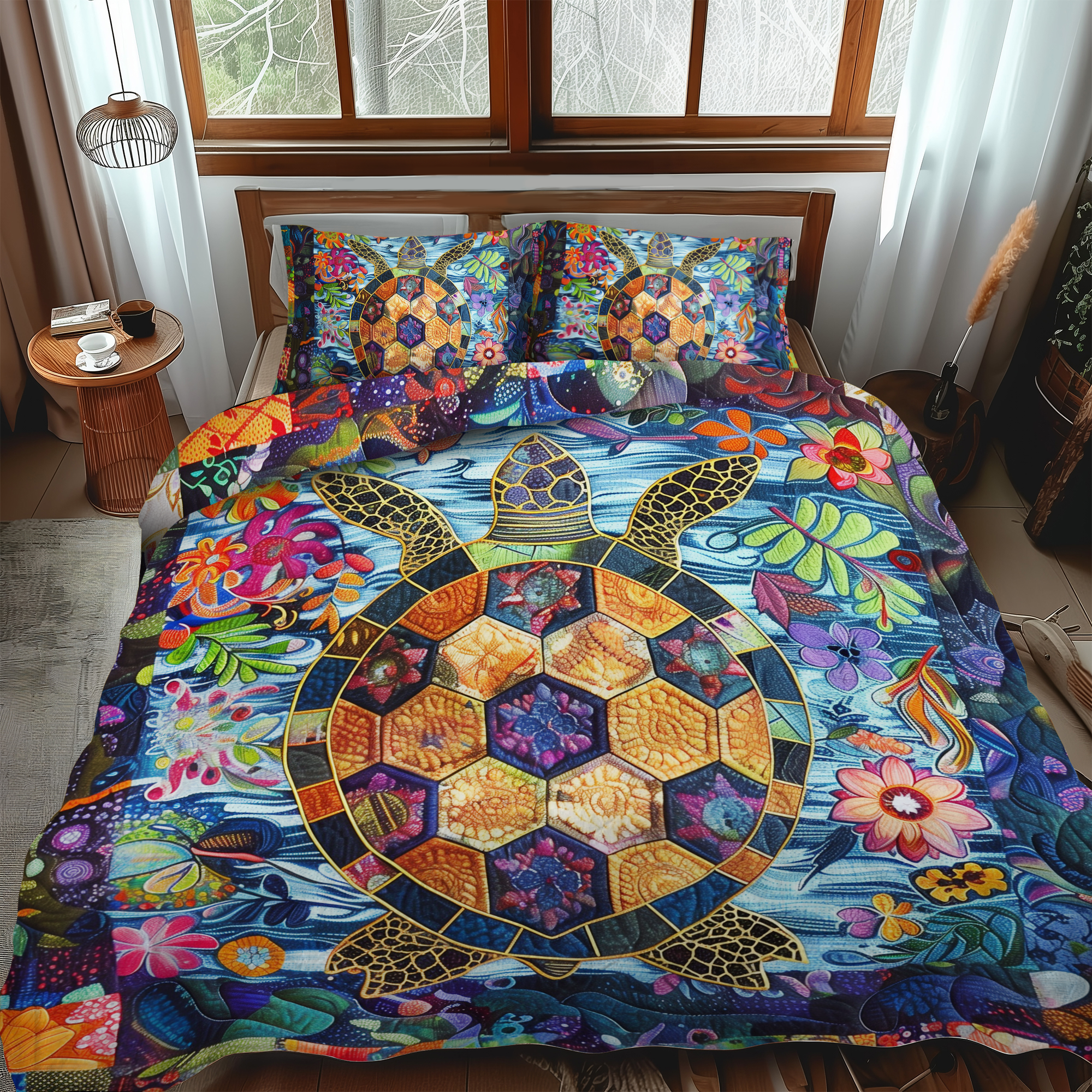 Enchanting Turtles 3-Piece Quilted Bedding Set NCU0VL263