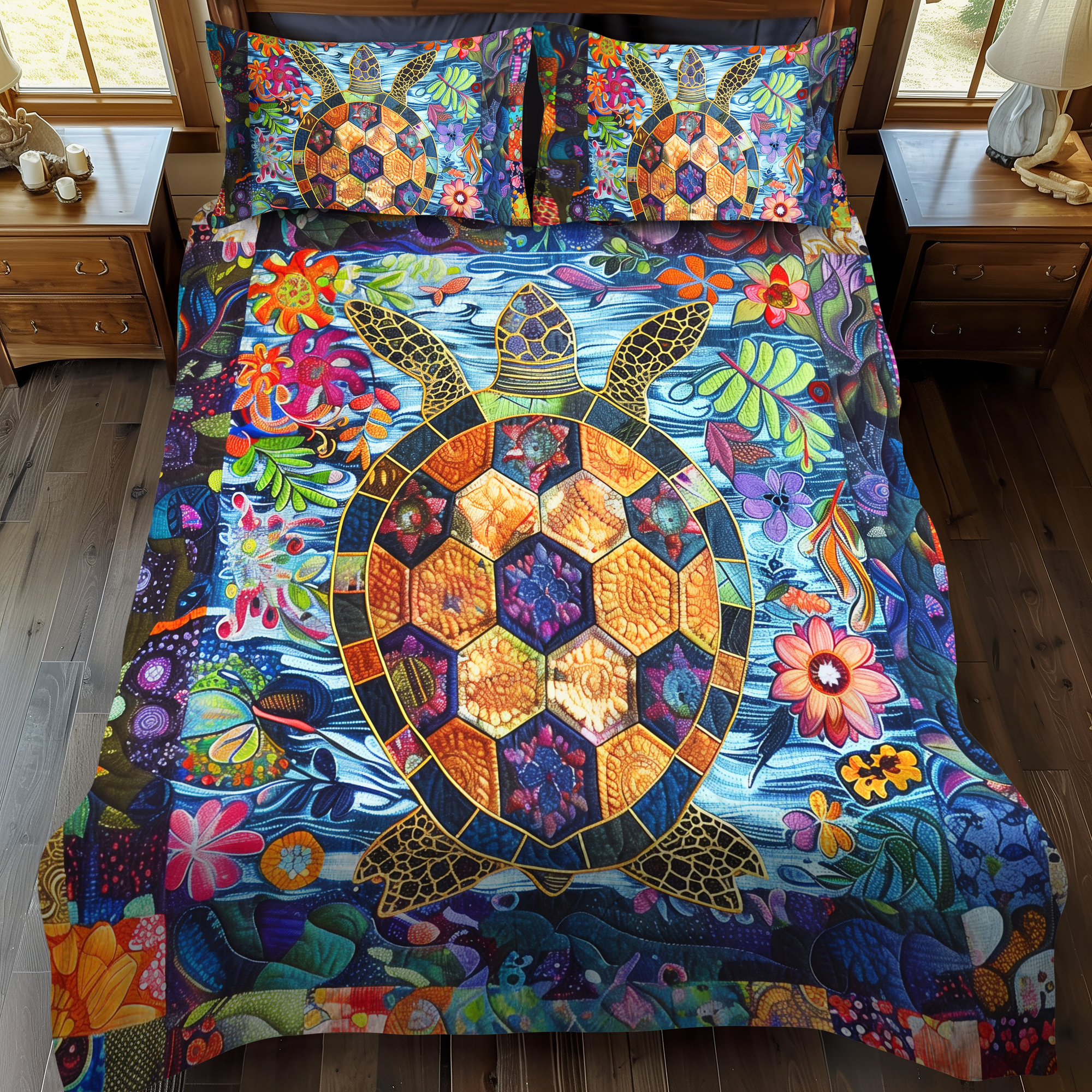 Enchanting Turtles 3-Piece Quilted Bedding Set NCU0VL263