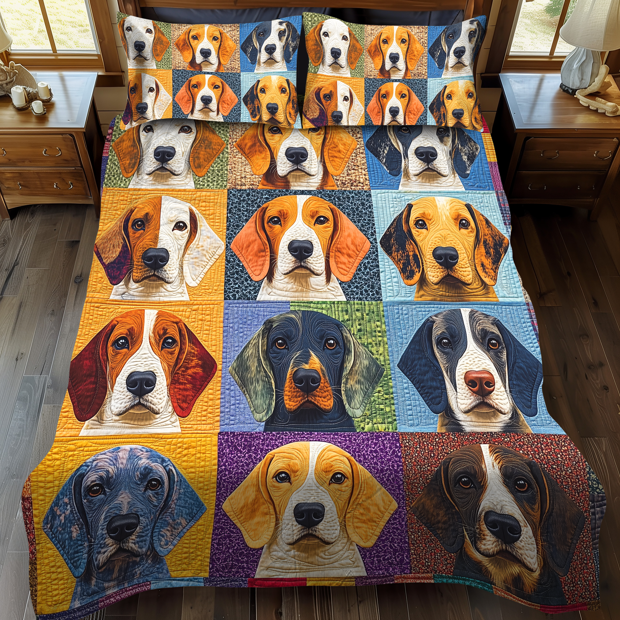 Endearing Beagles 3-Piece Quilted Bedding Set NCU0VL416