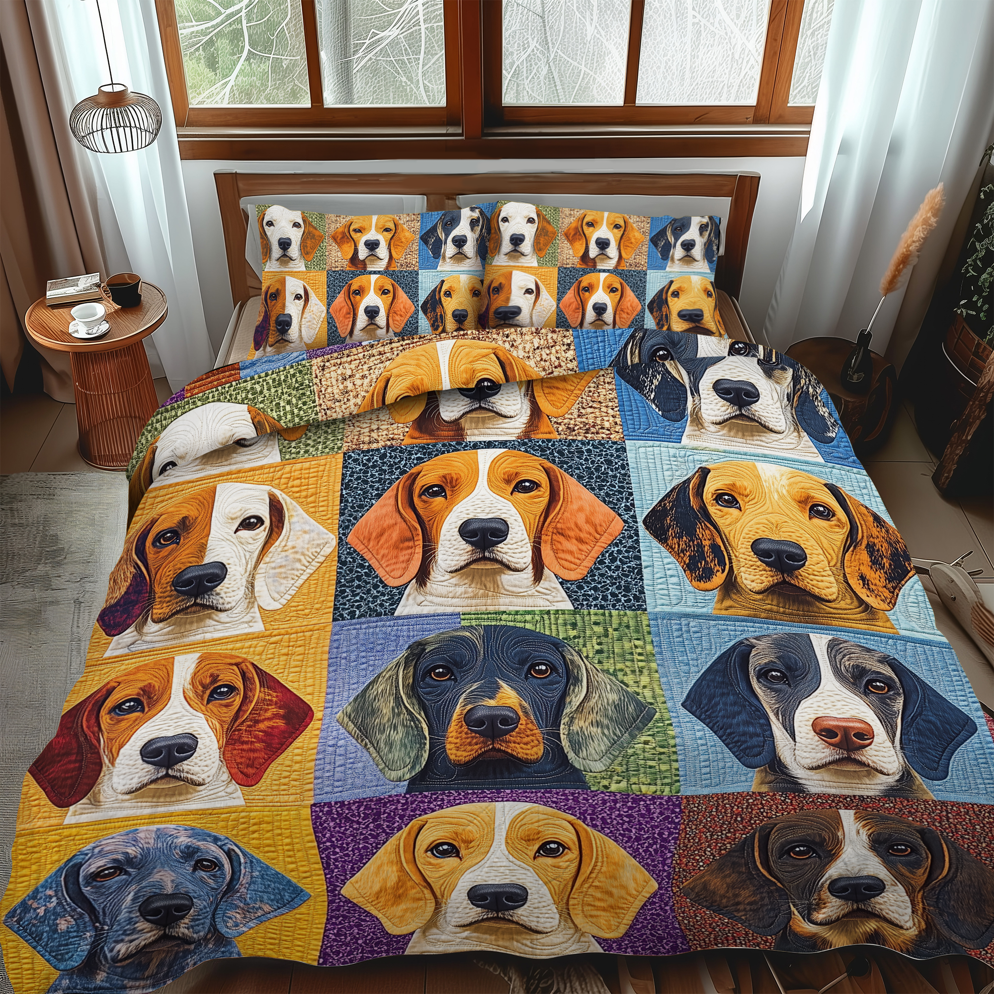 Endearing Beagles 3-Piece Quilted Bedding Set NCU0VL416