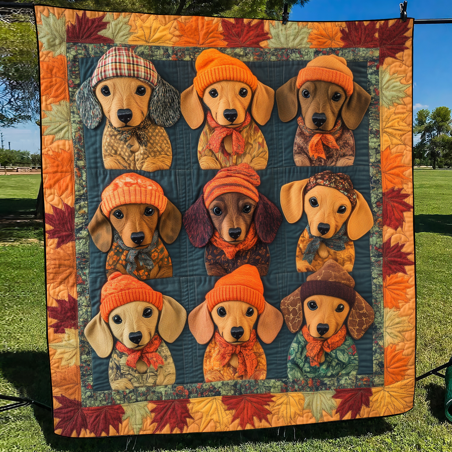 Endearing Dachshunds Quilted Blanket NCU0VL450