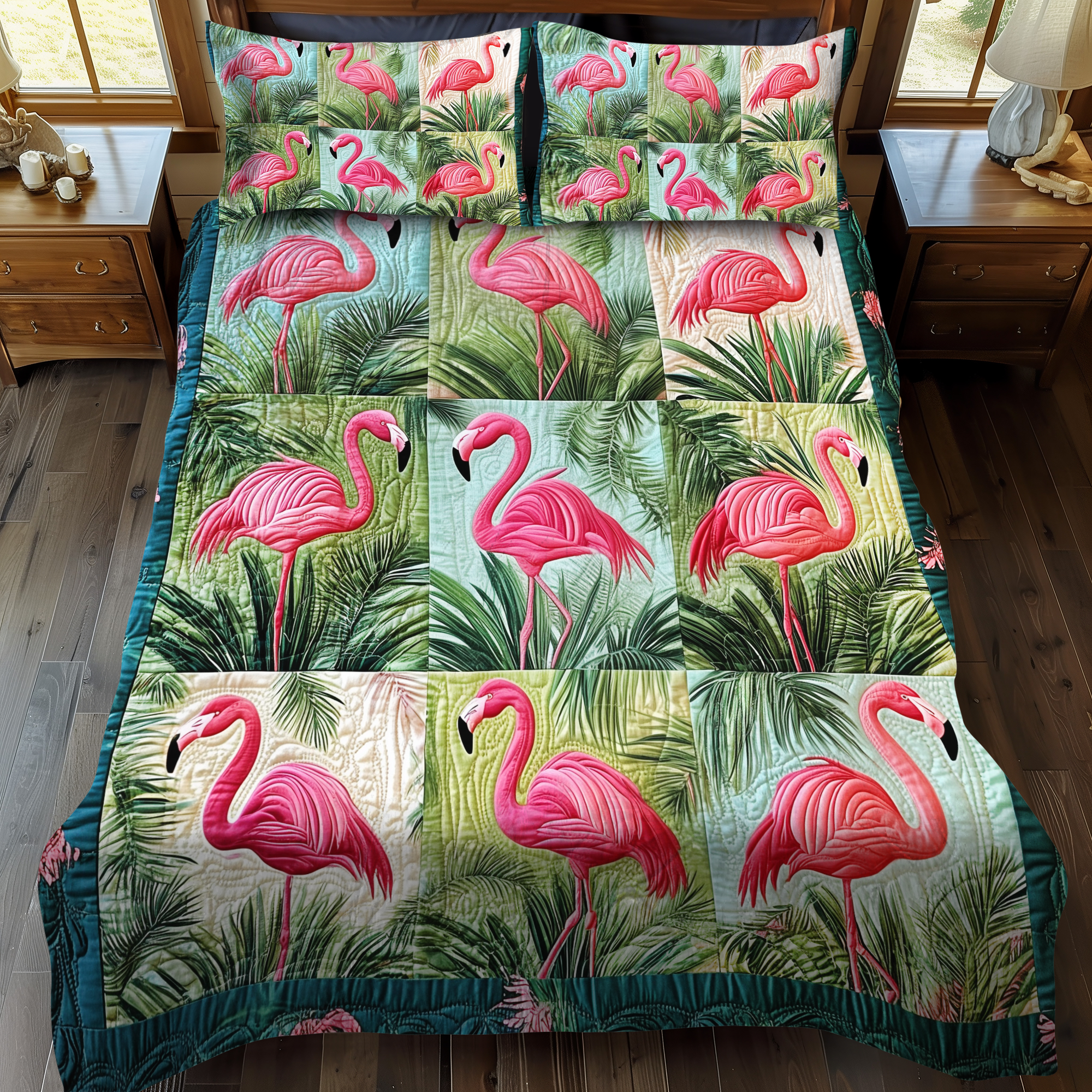 Endearing Flamingo 3-Piece Quilted Bedding Set NCU0VL569