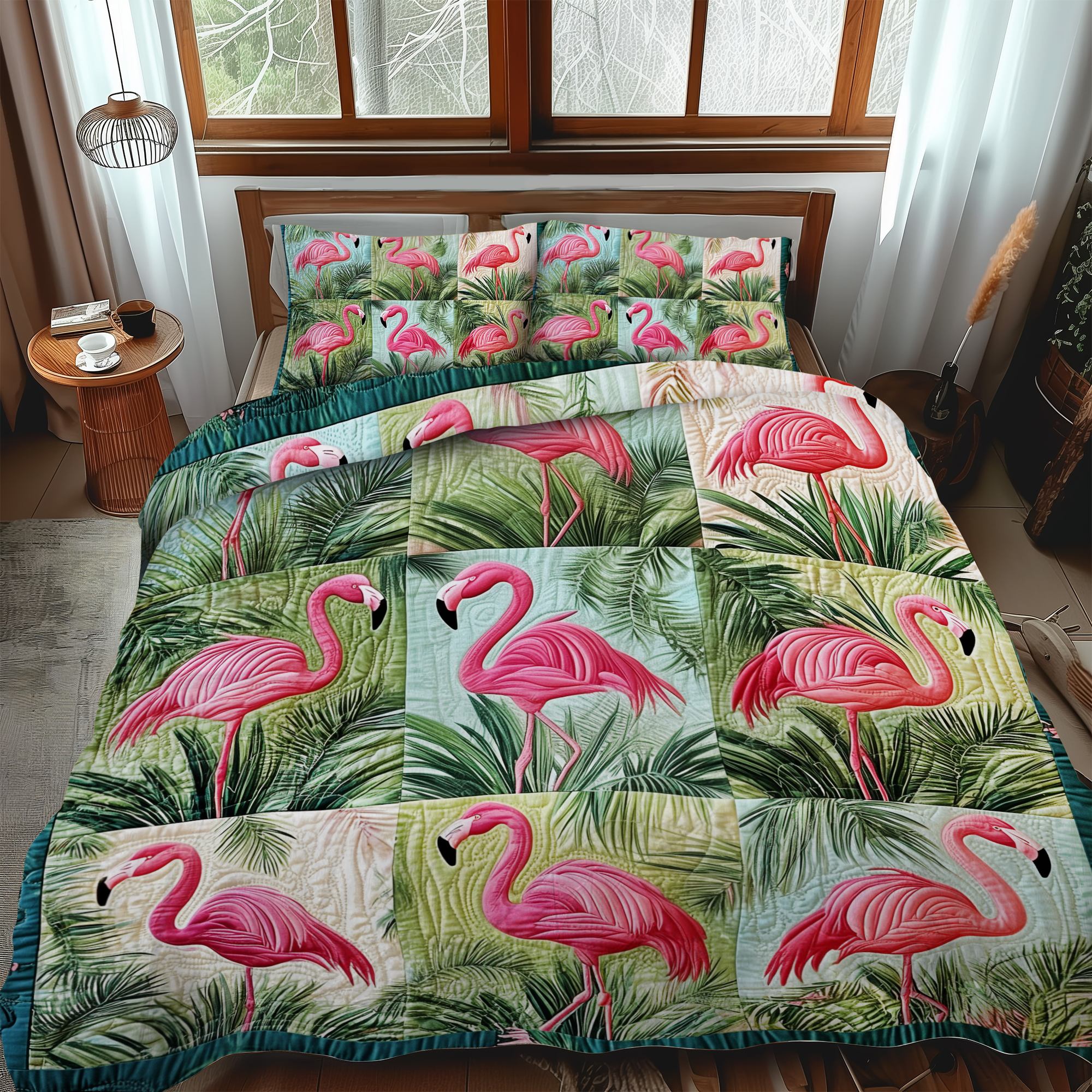 Endearing Flamingo 3-Piece Quilted Bedding Set NCU0VL569