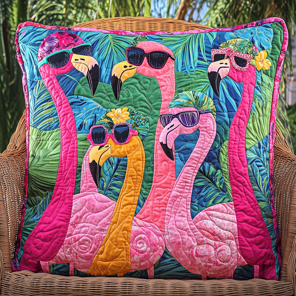 Endearing Flamingo Quilted Pillow Case NCU0VL535