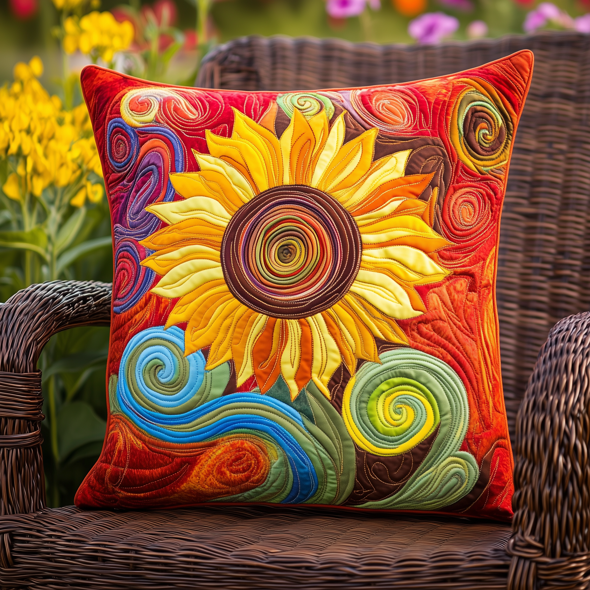 Endearing Sunflowers Quilted Pillow Case NCU0VL353