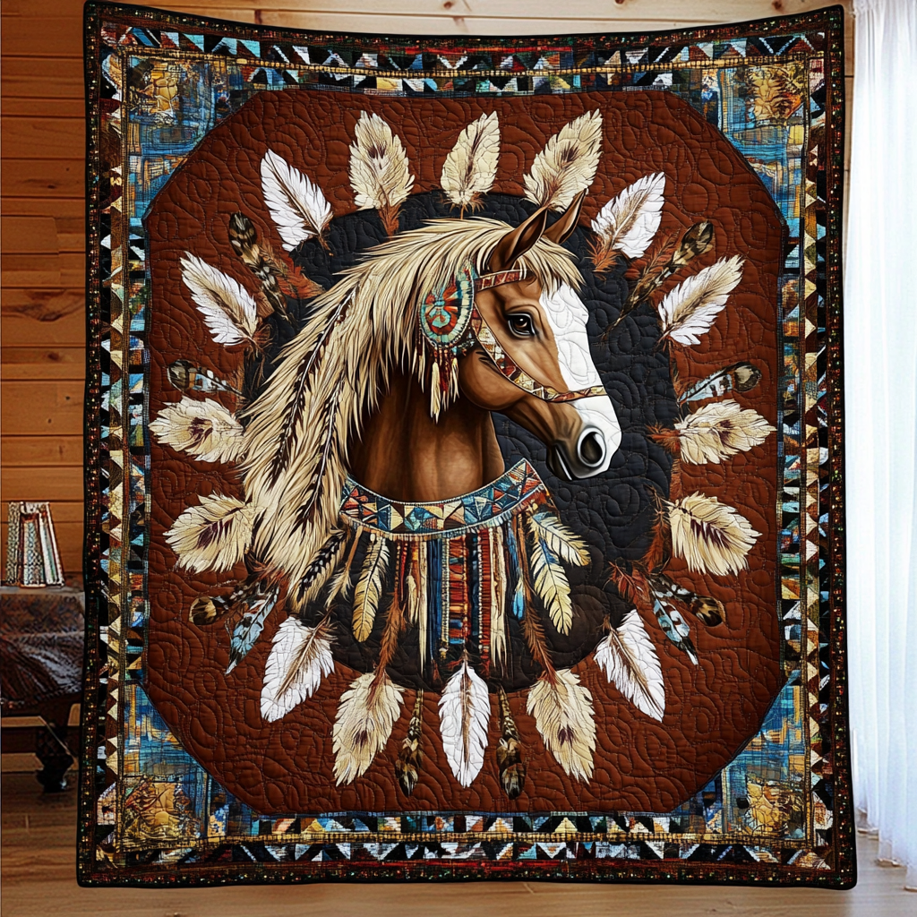 Equine Native American Quilted Blanket NCU0PD537