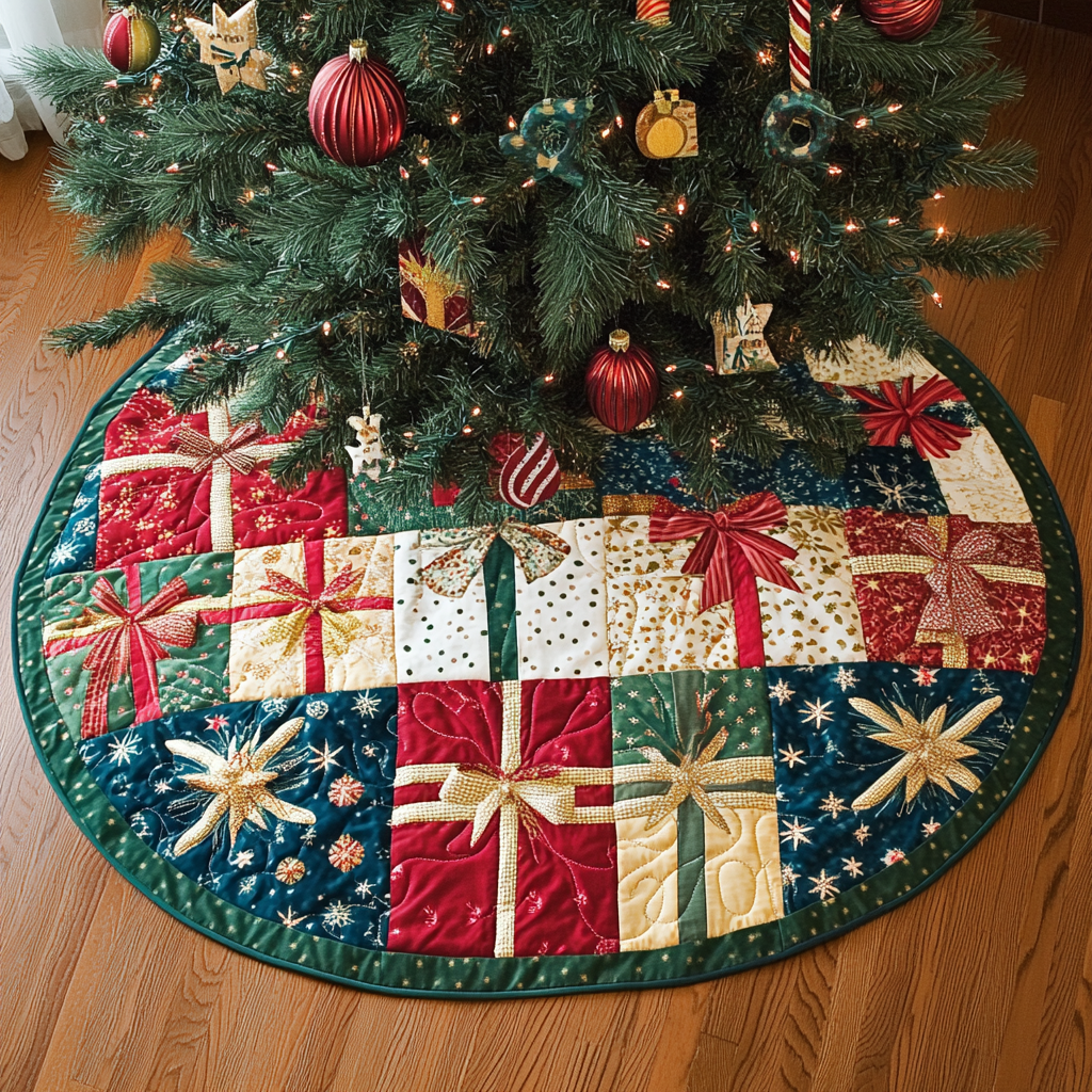 Evergreen Elegance Quilted Christmas Tree Skirt NCU0DV1038